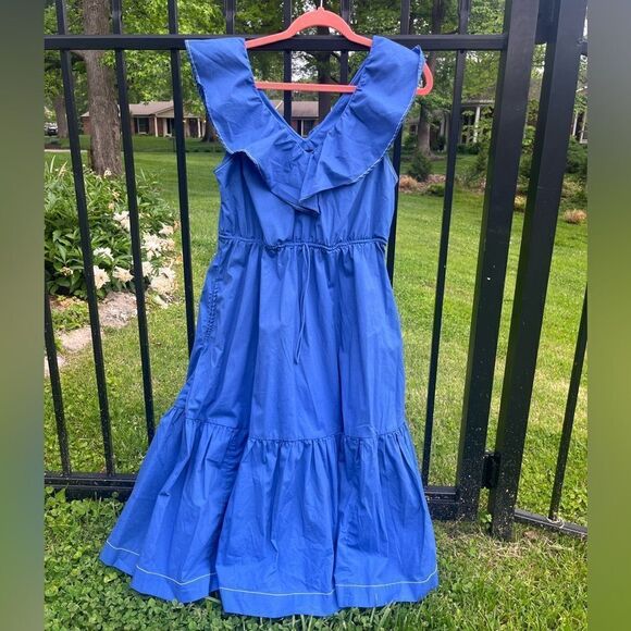 Summersalt Coastal Poplin Ruffle Neck Midi Dress - Picture 5 of 12